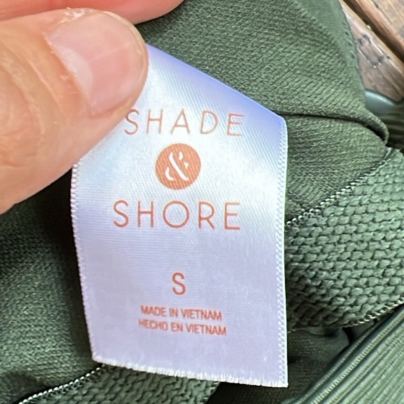 Shade & Shore Sz Small Dark Green Ribbed Plunge Front Keyhole Ring 1 Pc Swimsuit - Picture 4 of 4